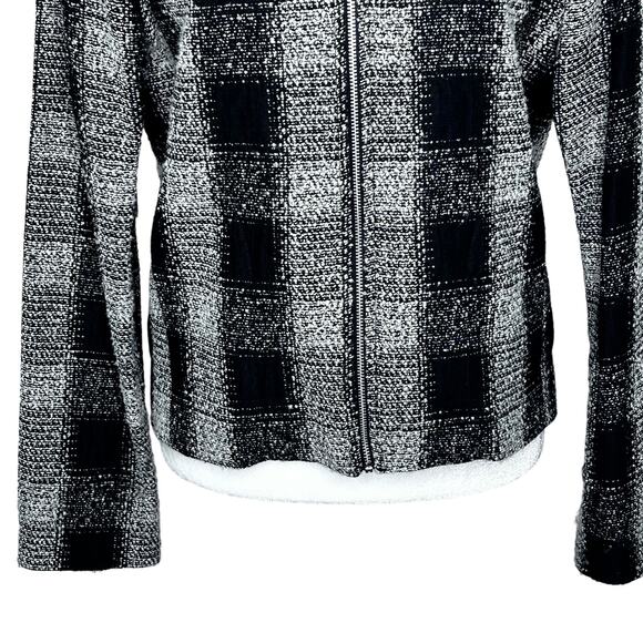 Randy Kemper Black White Plaid Tweed Zip Front Jacket Blazer - Picture 4 of 8